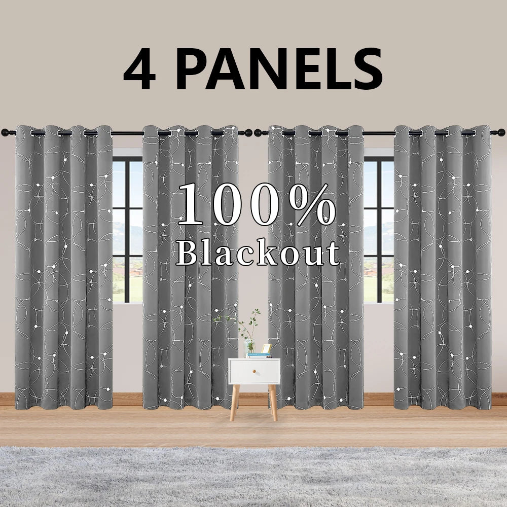 Blackout Curtains Grommet Thermal Insulated Room Darkening 4 Pack