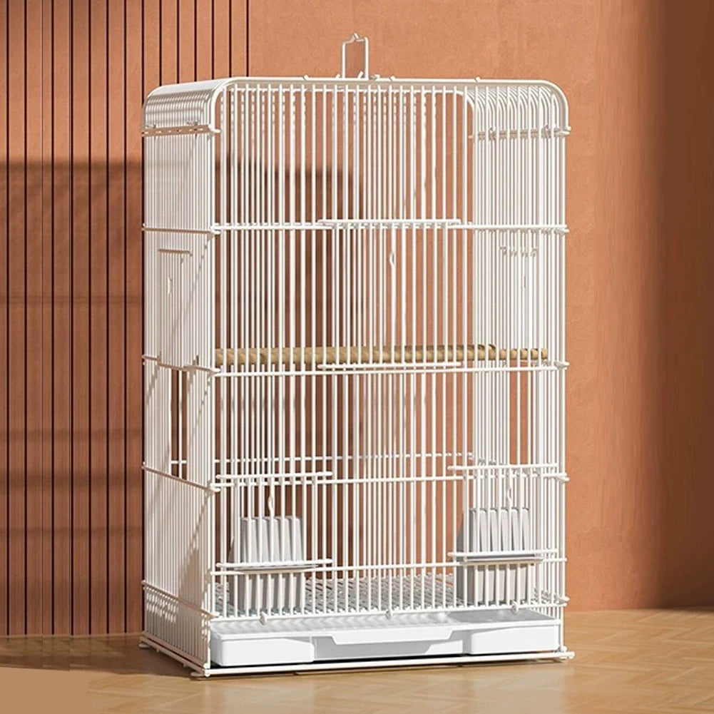 Wrought Iron Bird Cage Lightweight Portable Parrot Cage Removable Tray Large Bird Carrier for Indoor Outdoor Home Bird Feeding