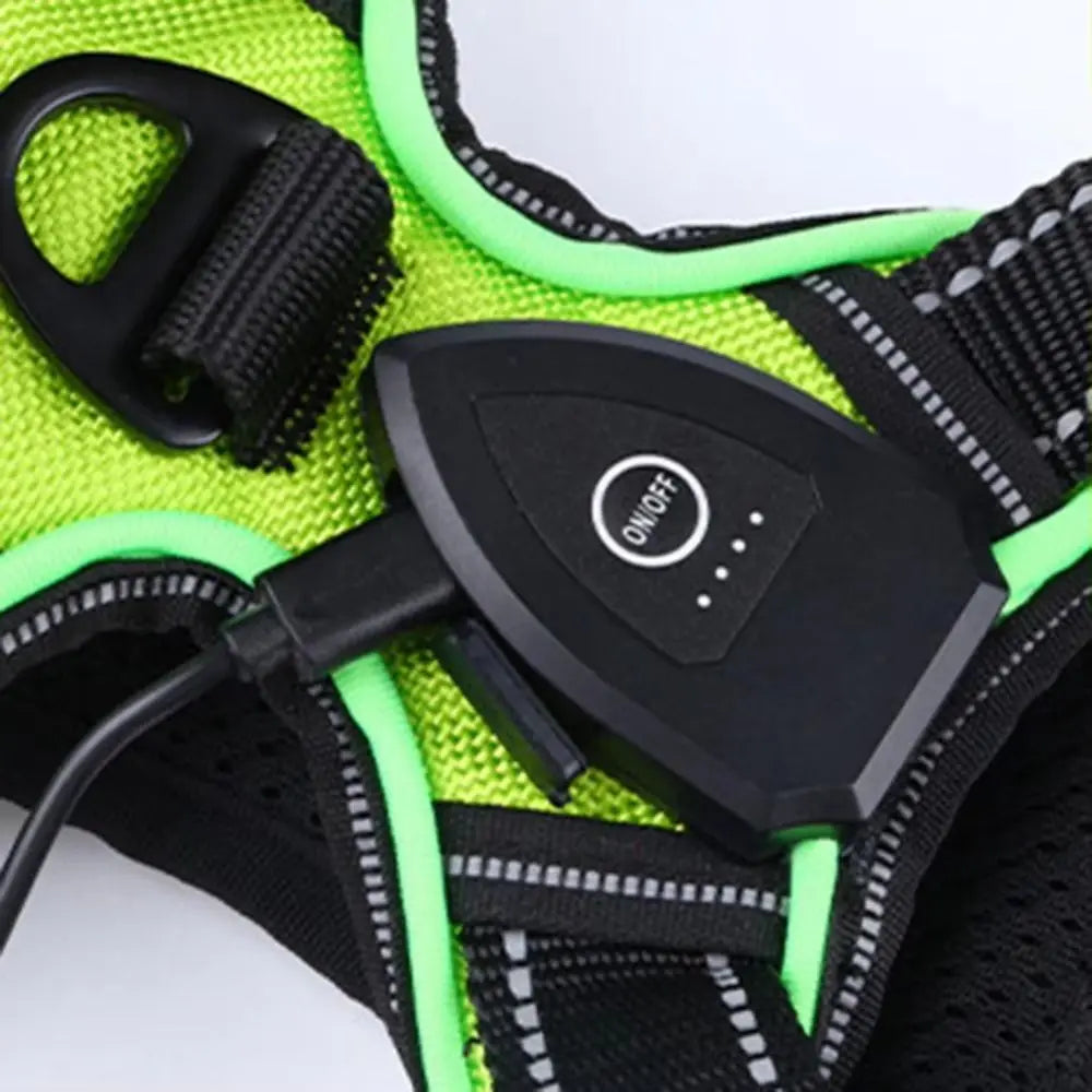 PERNEAKY Light Up LED Dog Harness For Night Walking