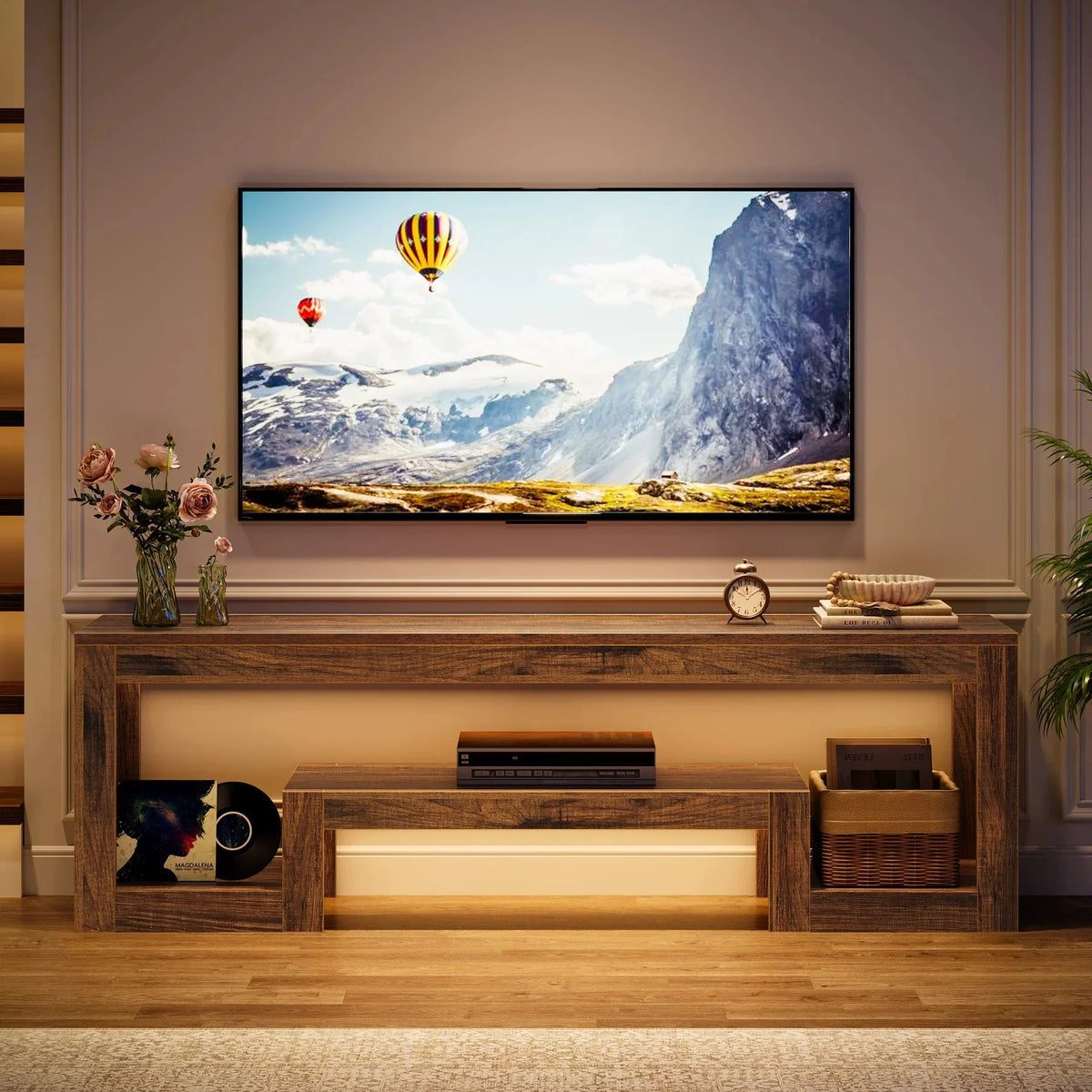 Tribesigns 63-Inch TV Stand for 55/60/65-Inch TVs, Farmhouse Entertainment Center with Open Storage Shelves, Rustic Brown Television Console for Living Room, Bedroom The Pet & Home Store