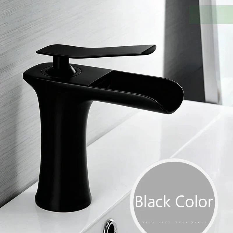 Black Basin Faucets Waterfall Bathroom Faucet Single handle Basin Mixer Tap Bath  Faucet Brass Sink Water Crane Silver 6009 The Pet & Home Store