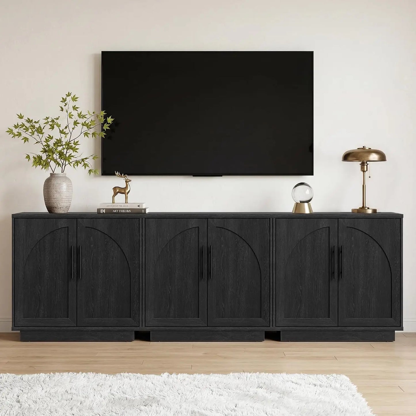 Buffet Cabinet With Glass Doors Modern Arched Sideboard