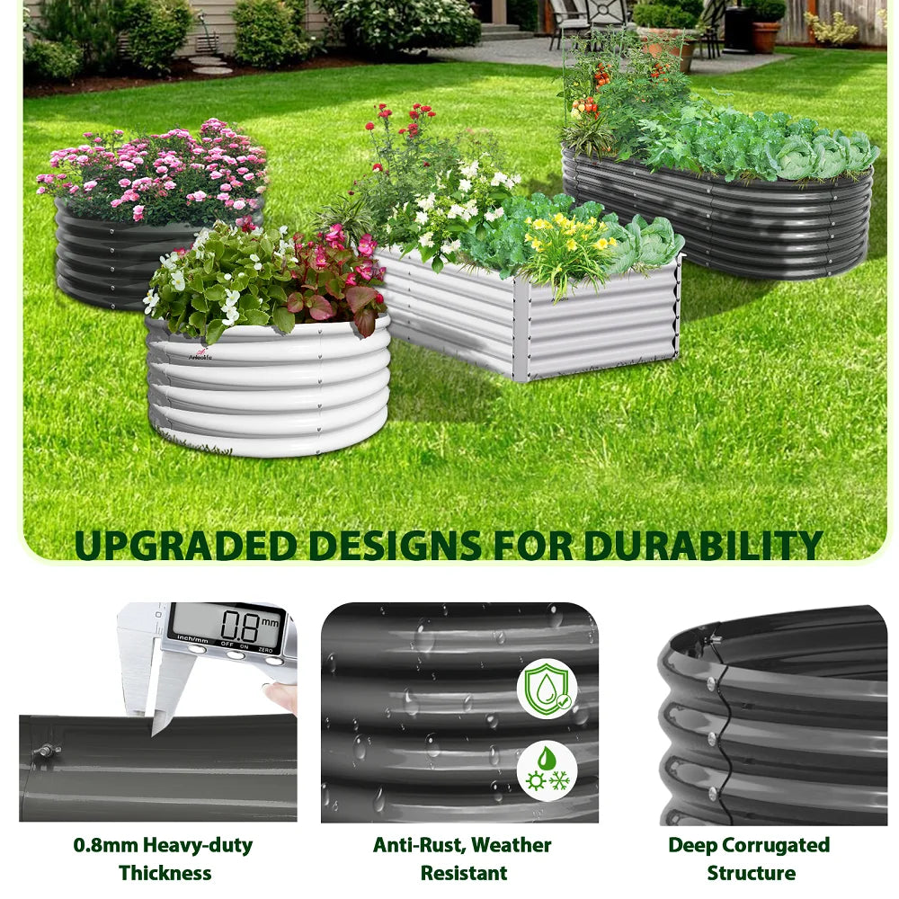 Tramull Galvanized Oval Raised Garden Bed For Vegetables Herbs