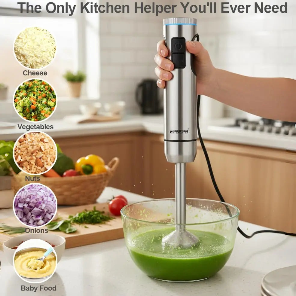 1000W 12-in-1 Immersion Blender Set, Handheld Stick Mixer for Smoothies, Juicing, Meat Grinding, Frothing Milk, Beating Eggs, Kn The Pet & Home Store