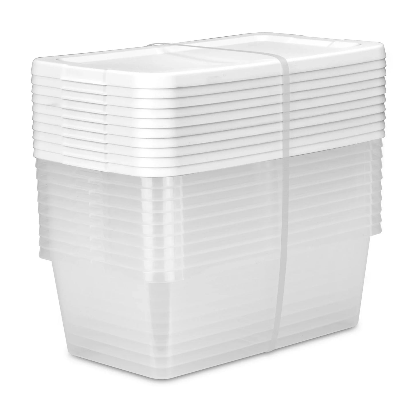 Set of 10 Clear Plastic Small Storage Bins, 6-Quart Containers with Snap-On Lids in White, Durable and Stackable Storage Solution for Home, Garage, Office, or Pantry, Perfect for Organizing Toys, Crafts, Kitchen Supplies, Too