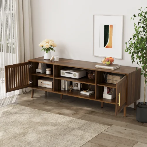 63 inch TV stand with 2 grille door cabinets and adjustable storage rack, suitable for  modern TV cabinets with 55/65/70 in The Pet & Home Store