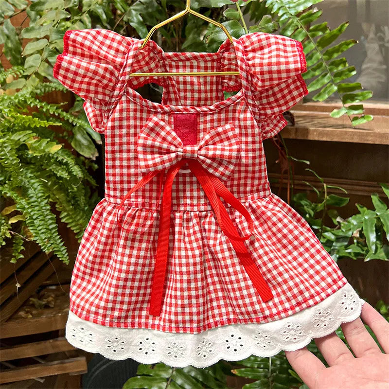Floral Plaid Summer Pet Dress For Dogs And Cats Deluxe