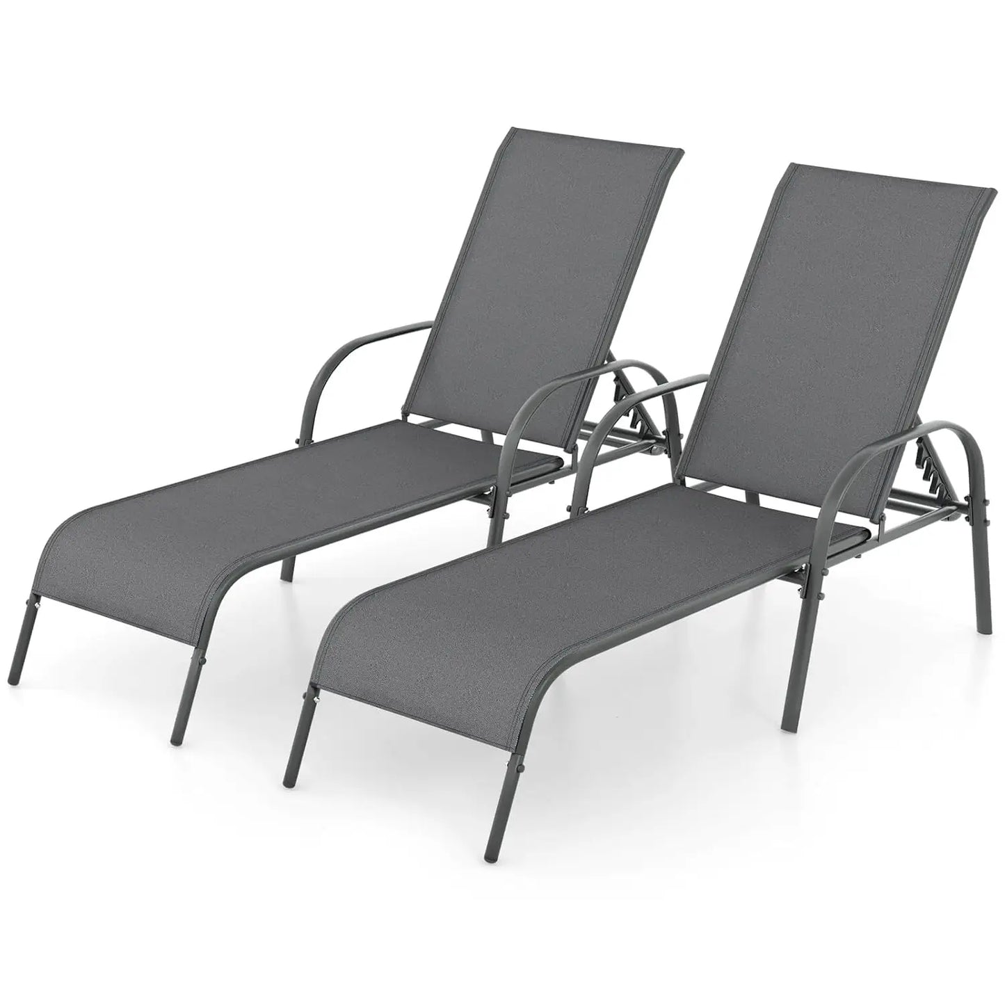 2-Pack Patio Lounge Chairs With 5-Position Adjustable Backrests