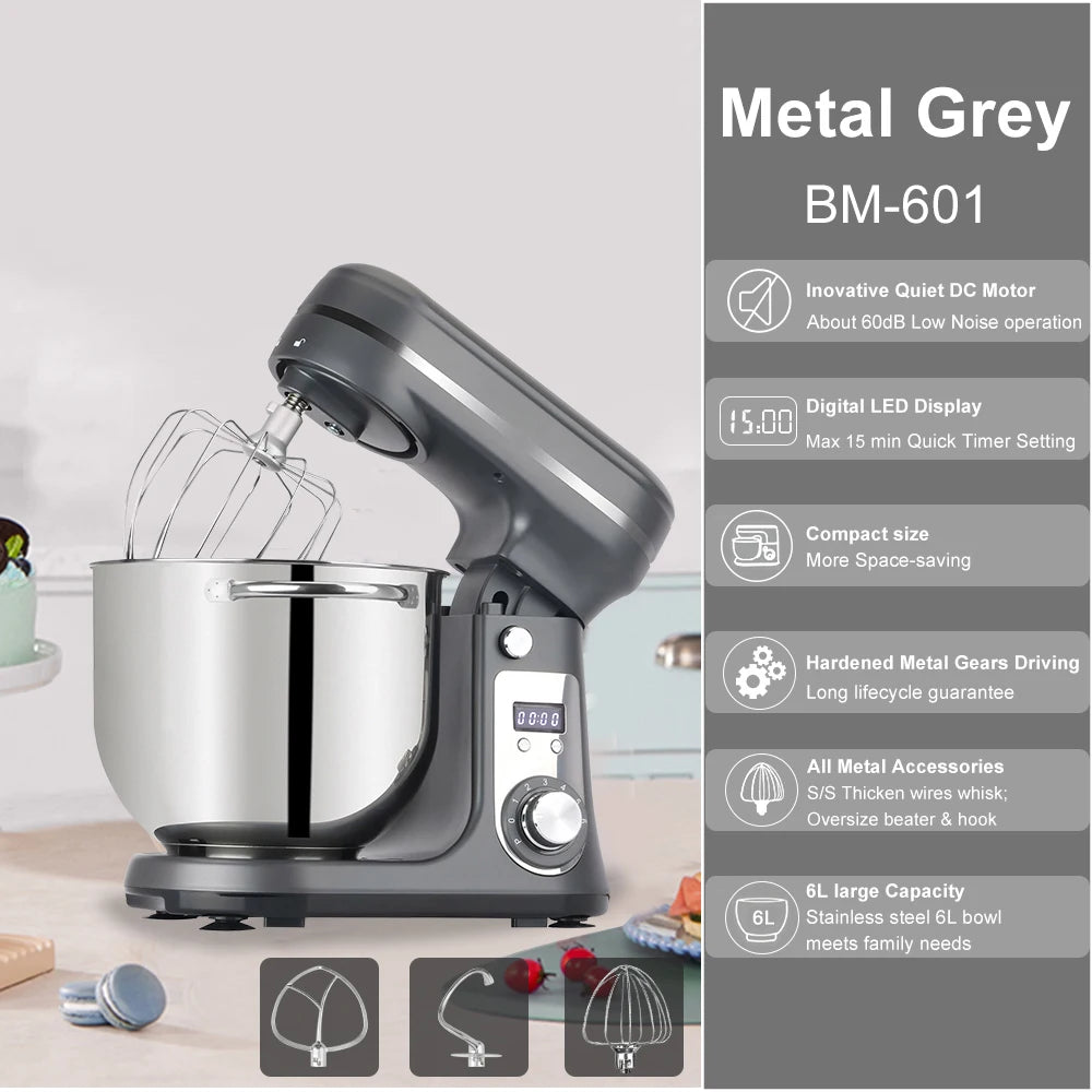 Biolomix Kitchen Stand Mixer 6 Speed 1200W 6L With Attachments