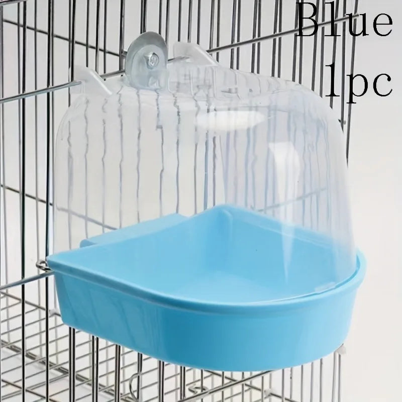 Transparent Bird Bath Tub Splashproof PP Shower For Parrots Conures