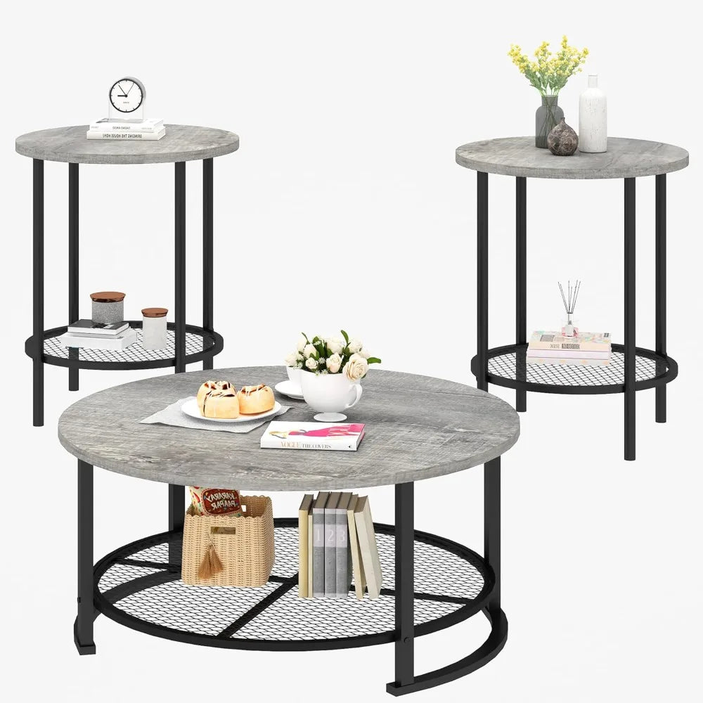 Three Piece Coffee Table Set With Storage For Living Room