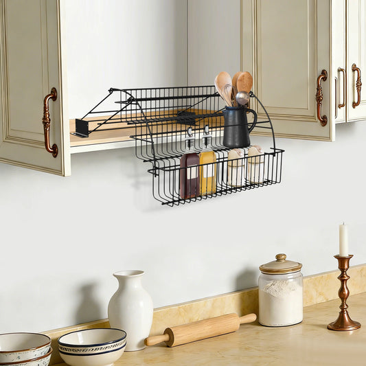 Bymaocar Three Tier Kitchen Spice Rack Cabinet Mounted Pull Down