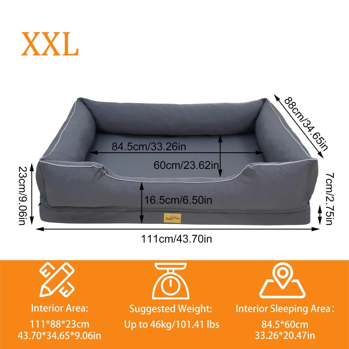 Bingopaw Orthopedic Dog Bed With Bolster And Waterproof Removable Cover The Pet & Home Store