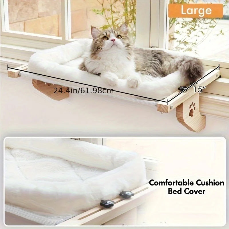 CZBNYX Cat Window Hammock Sill for Indoor Cats Wooden Frame