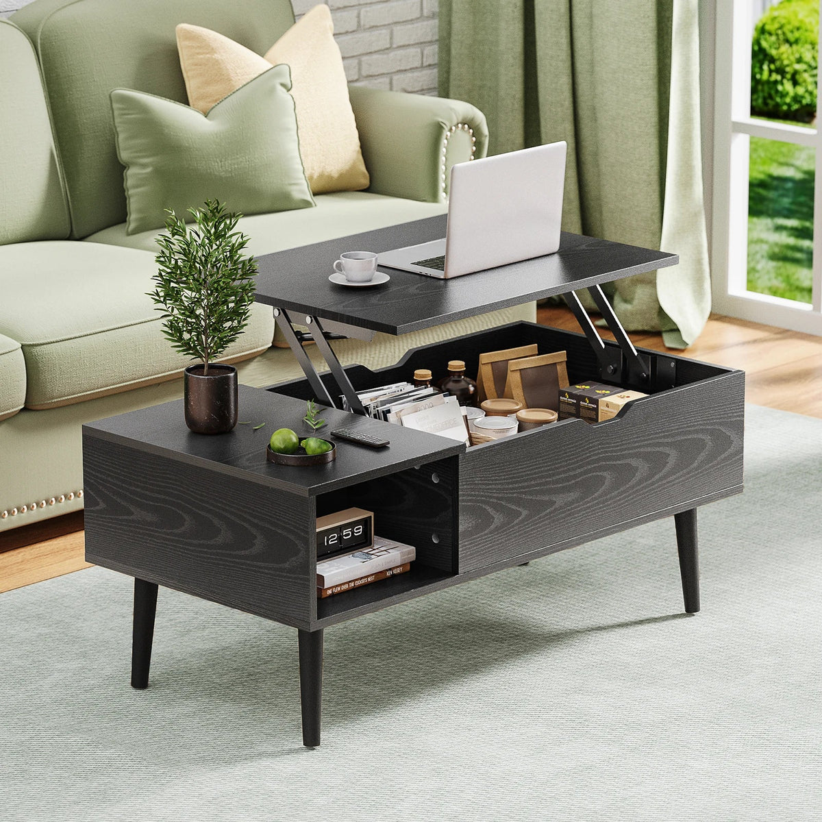 JHK Lift Top Coffee Table With Storage Shelf For Living Room The Pet & Home Store