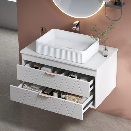 31.5" Modern Single Bathroom Vanity with Ceramic Vessel Sink and Wide Storage Cabinet The Pet & Home Store