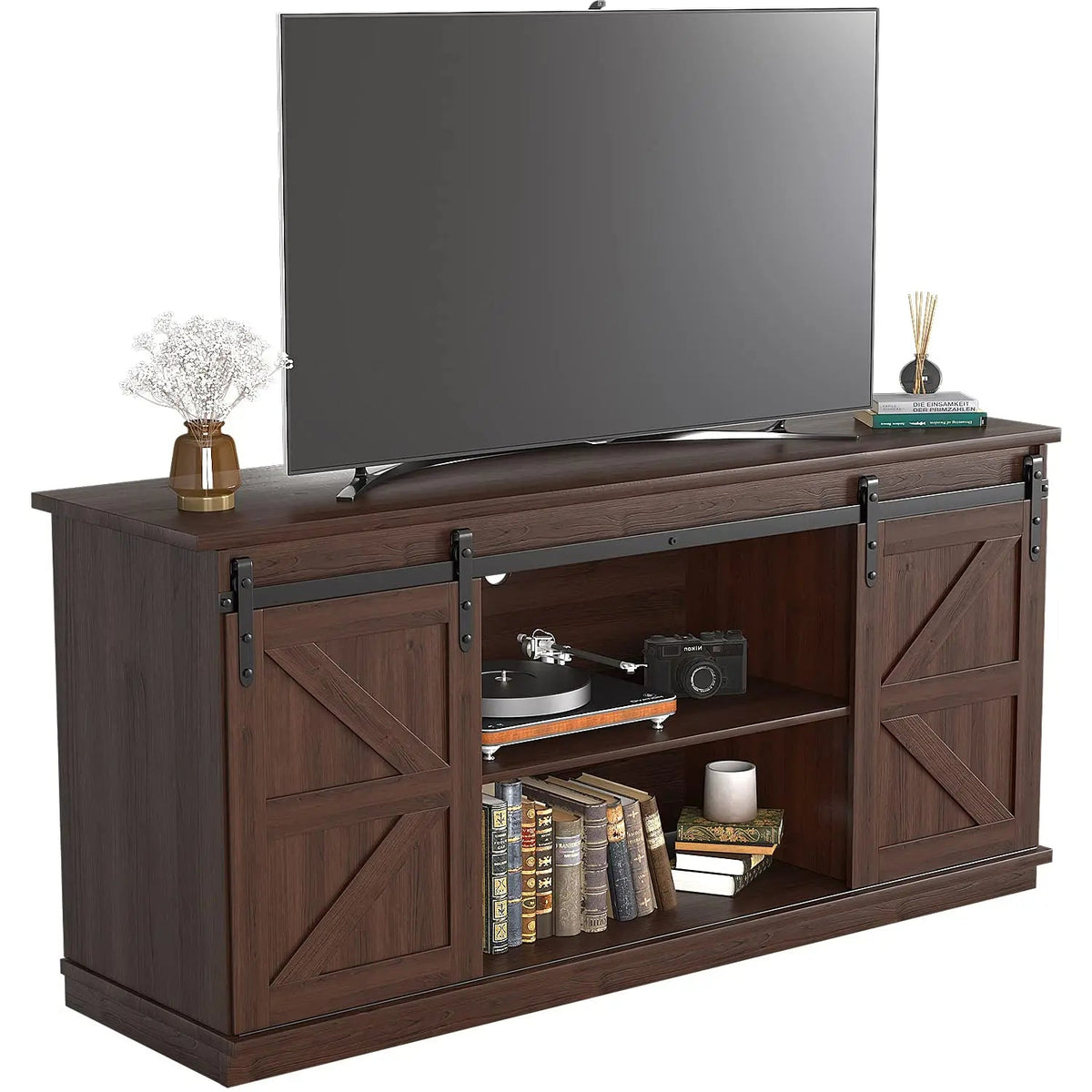JUMMICO Fireplace TV Stand for 65+ Inch TV with 26'' Fireplace Entertainment Center with Storage Cabinet and Adjustable Shelves The Pet & Home Store