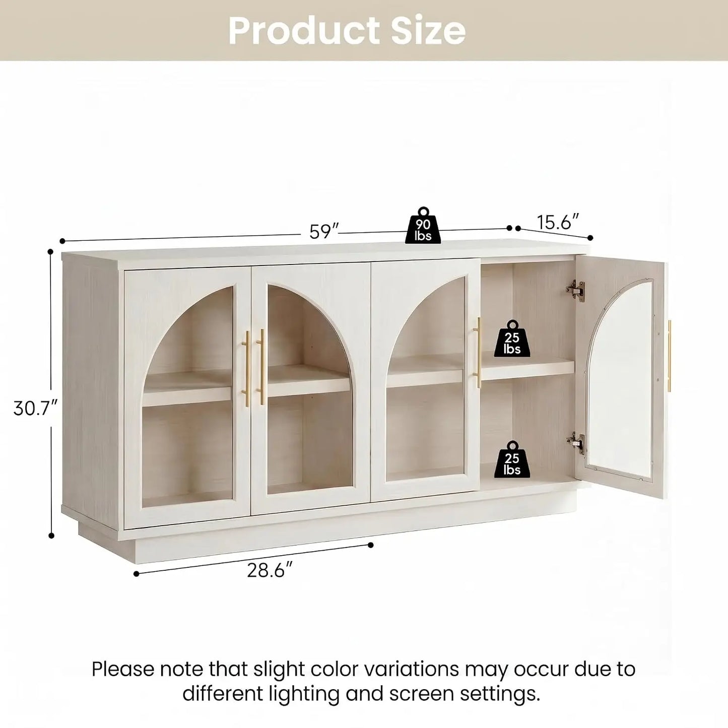 Buffet Cabinet With Glass Doors Modern Arched Sideboard
