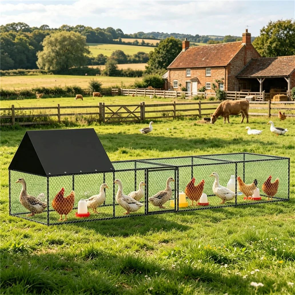 Large Chicken Coop Cage Outdoor Hen Poultry Cage Run Pen Fence Duck House with Nylon Netting Rabbit Hutch Run Nest Pet Cage The Pet & Home Store