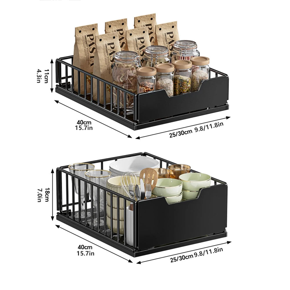 TWISTER.CK Pull Out Cabinet Organizer Carbon Steel Foldable Drawers