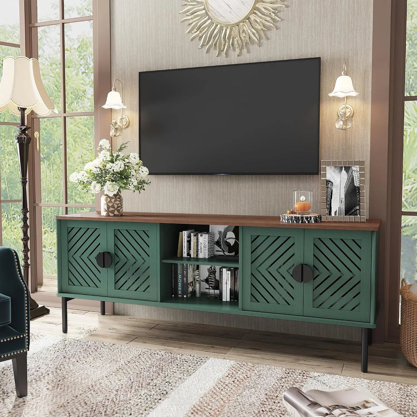Modern Long TV Stand,Storage For 55-70 Inch TV,Living Room,63 Inch, Custom