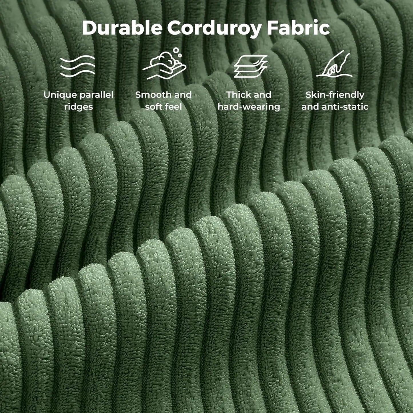 Corduroy L-Shape Modular Sofa With Movable Ottoman Sectional