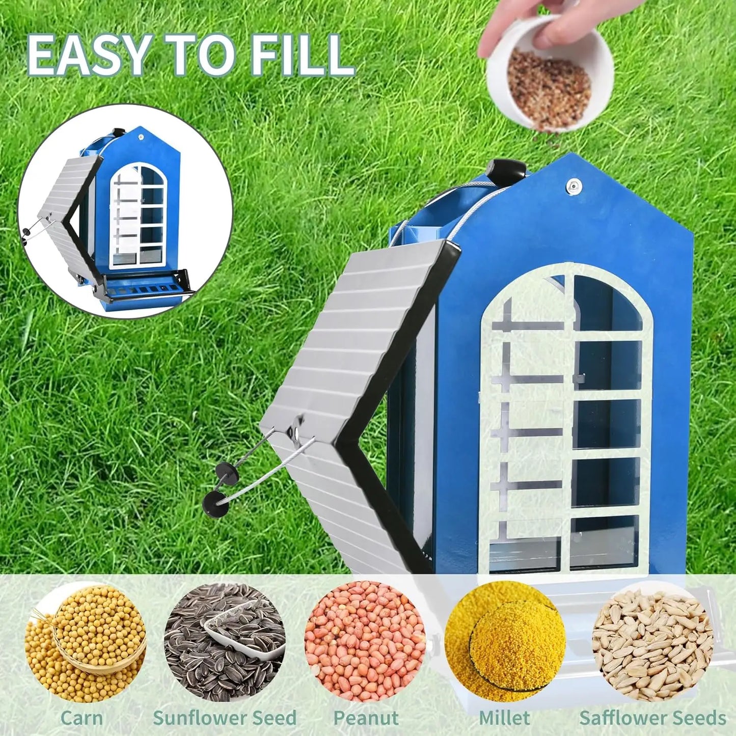 Squirrel Proof Hanging Bird Feeder With Weight Activated Perches