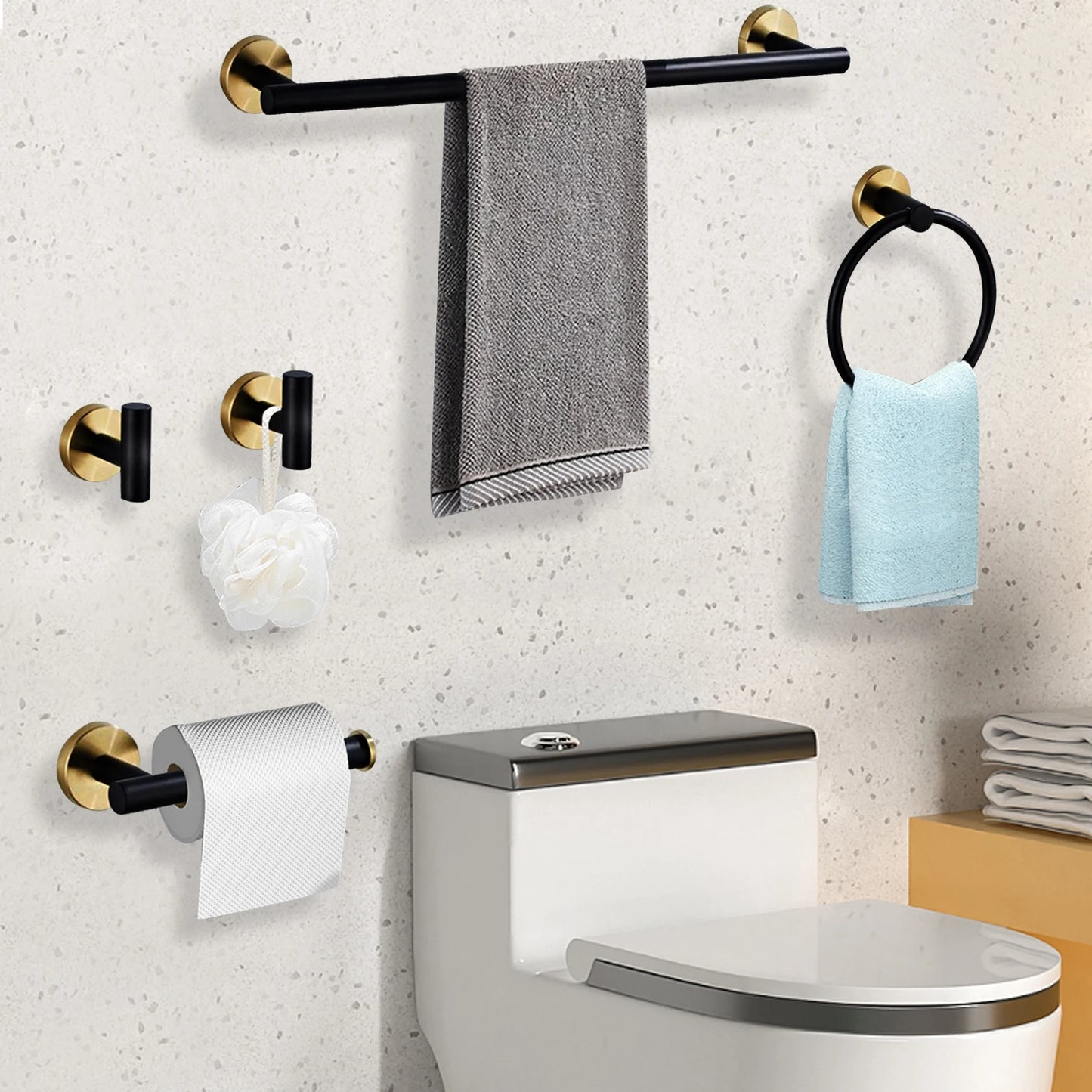 Stainless Steel Bathroom Hardware Set 5 Pack Space Organizer