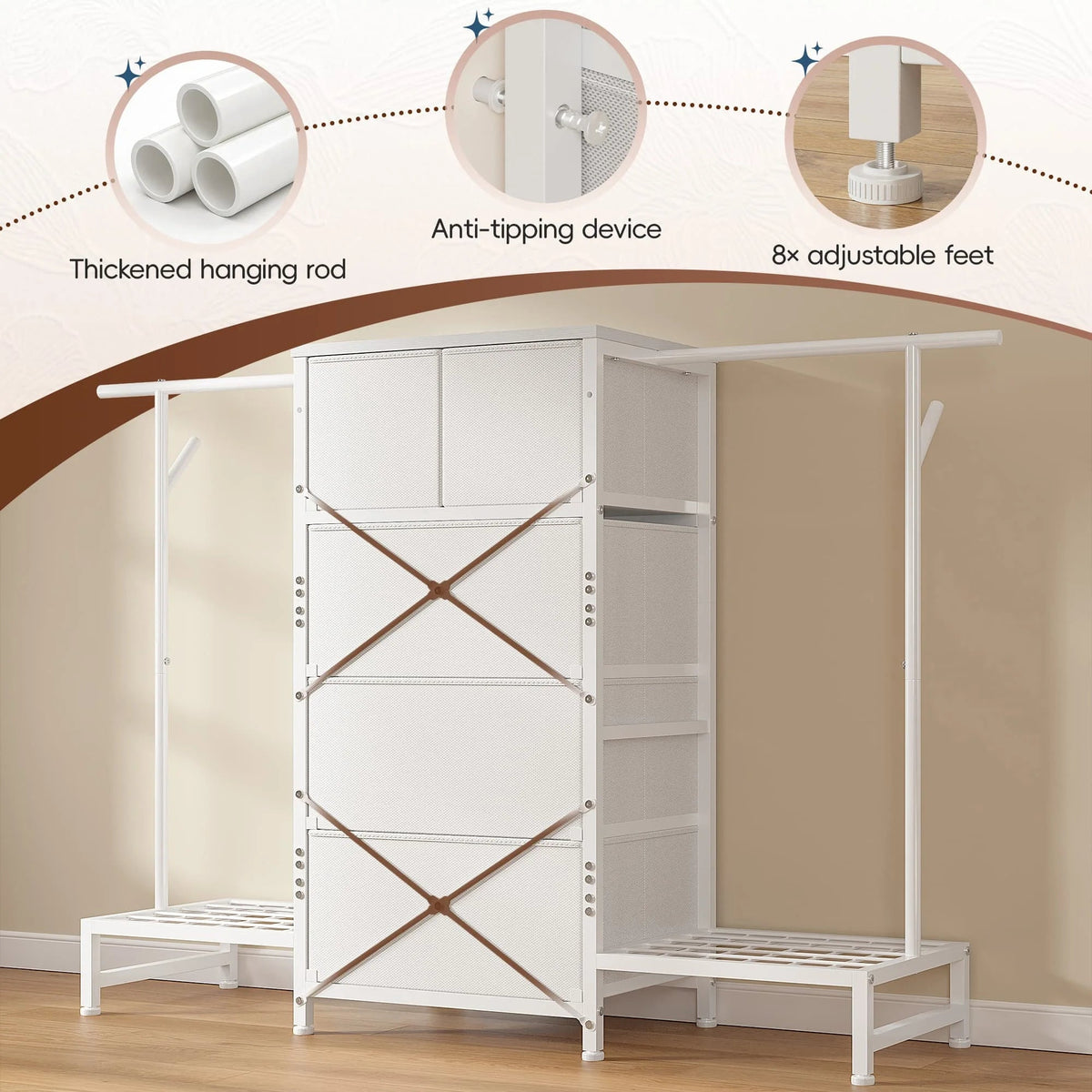 EnHomee Modern Fabric Dresser With Five Drawers And Shoe Rack The Pet & Home Store