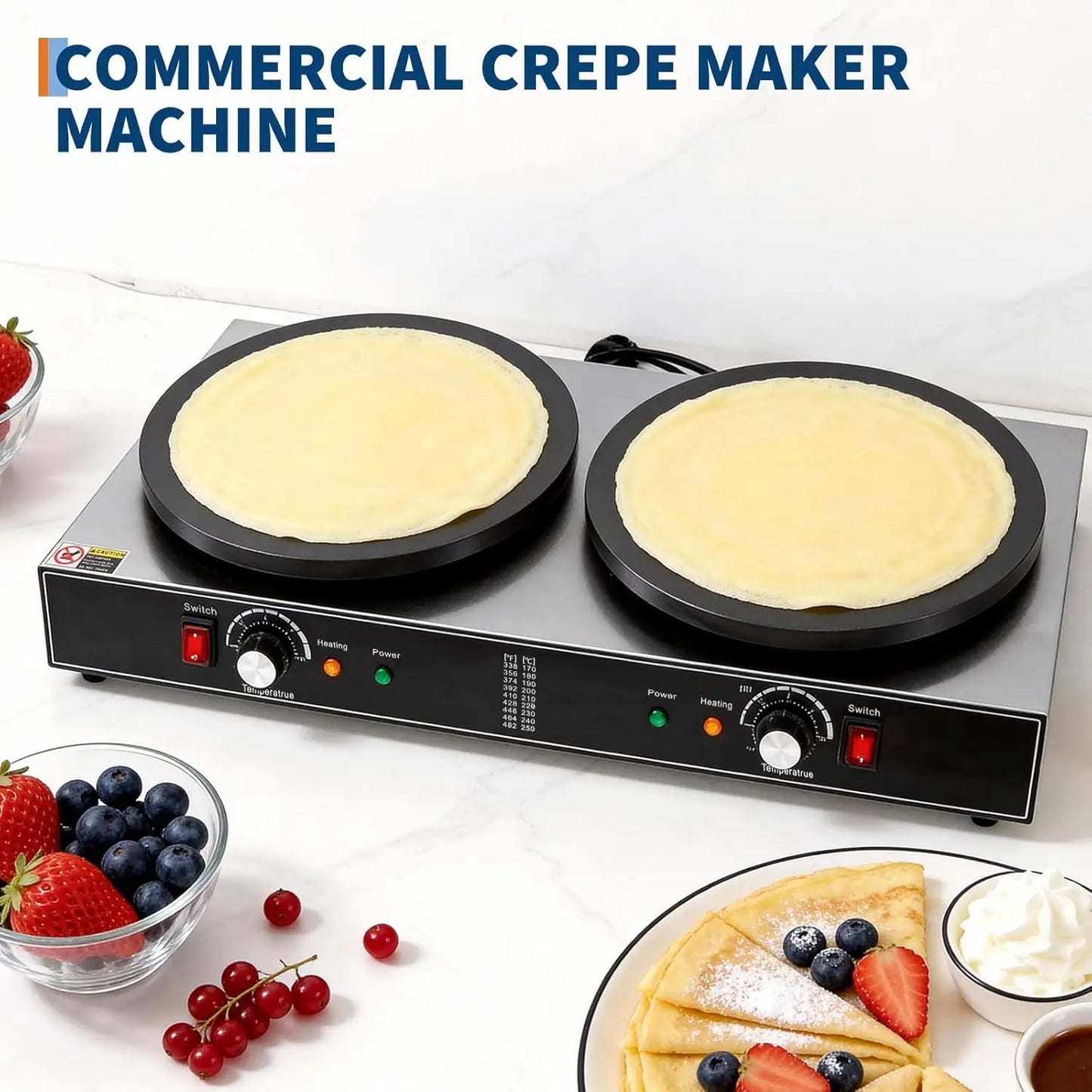 Acekool Electric Crepe Maker 1700W 110V Nonstick Griddle