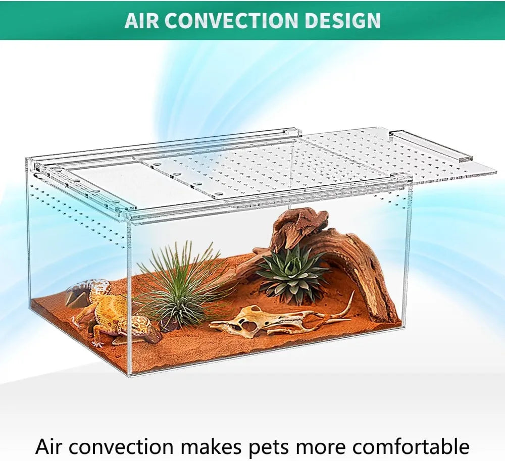 12"x7"x6" Reptile Breeding Box, Acrylic Enclosure, Magnetic Closure, for Tarantula, Hermit Crab, Jumping Spider, Gecko, Bearded Dragon