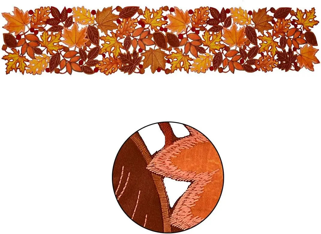 Embroidered Fall Leaves Table Runner The Pet & Home Store
