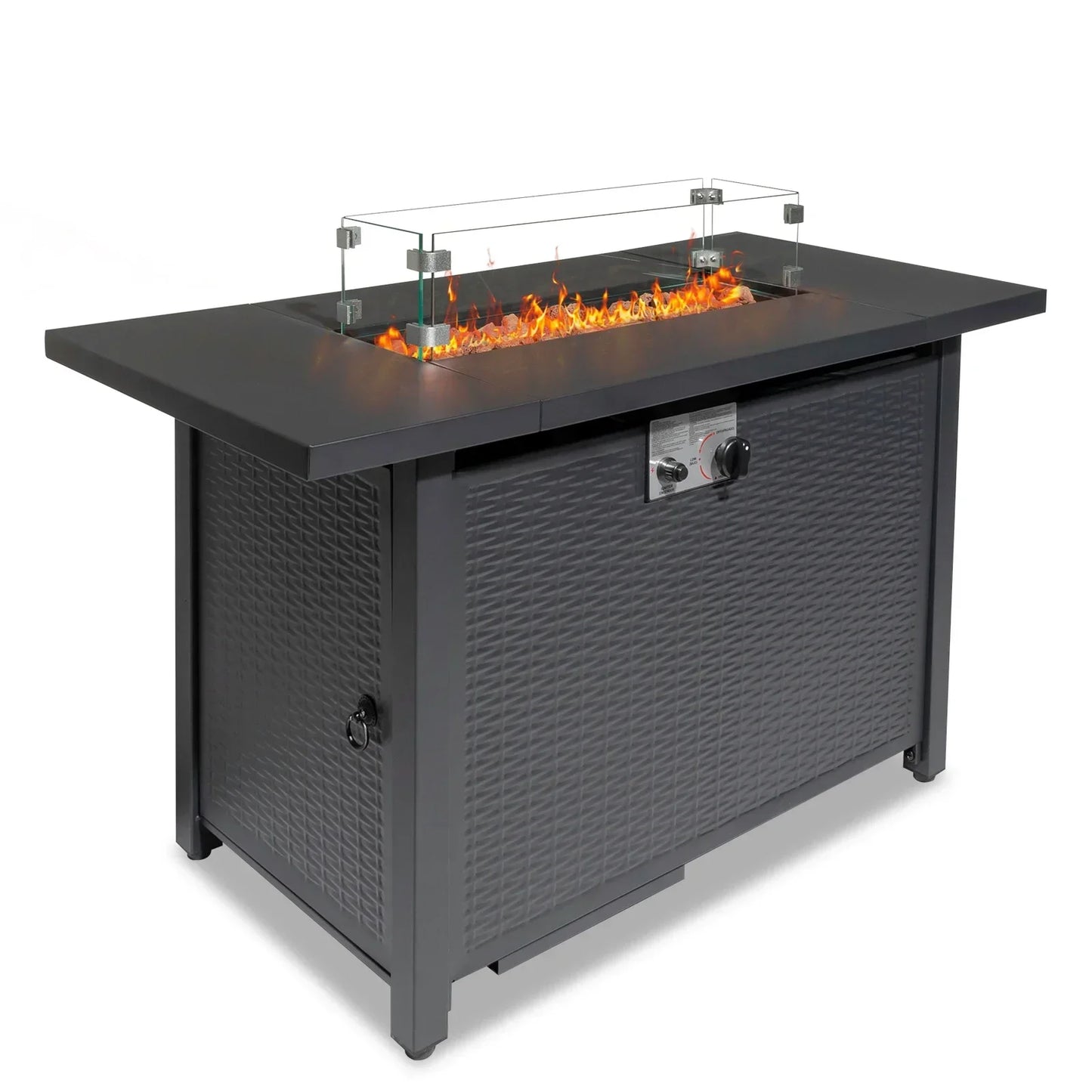 43-inch Gas Firepit with Volcanic Stone Black 50000 BTU Outdoor Heating Fire Table for Garden Supplies