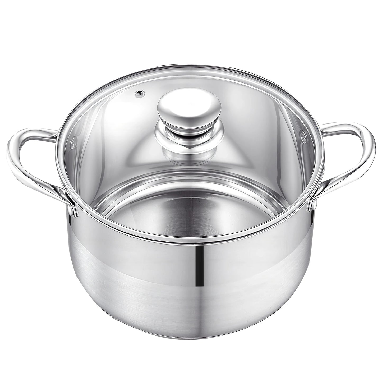 SucceBuy 8/12/16 Qt Stainless Steel Stock Pot with Glass Lid PFOA-Free Compatible with Gas Stoves Induction Cooktops for Soups