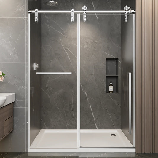 Sh.Kl Frameless Sliding Shower Door Brushed Nickel Tempered Glass