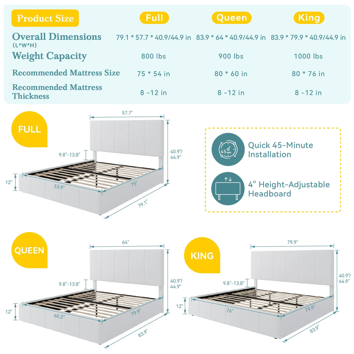 Full/Queen/King Size Dutch Velvet Upholstered Platform Bed Frame The Pet & Home Store