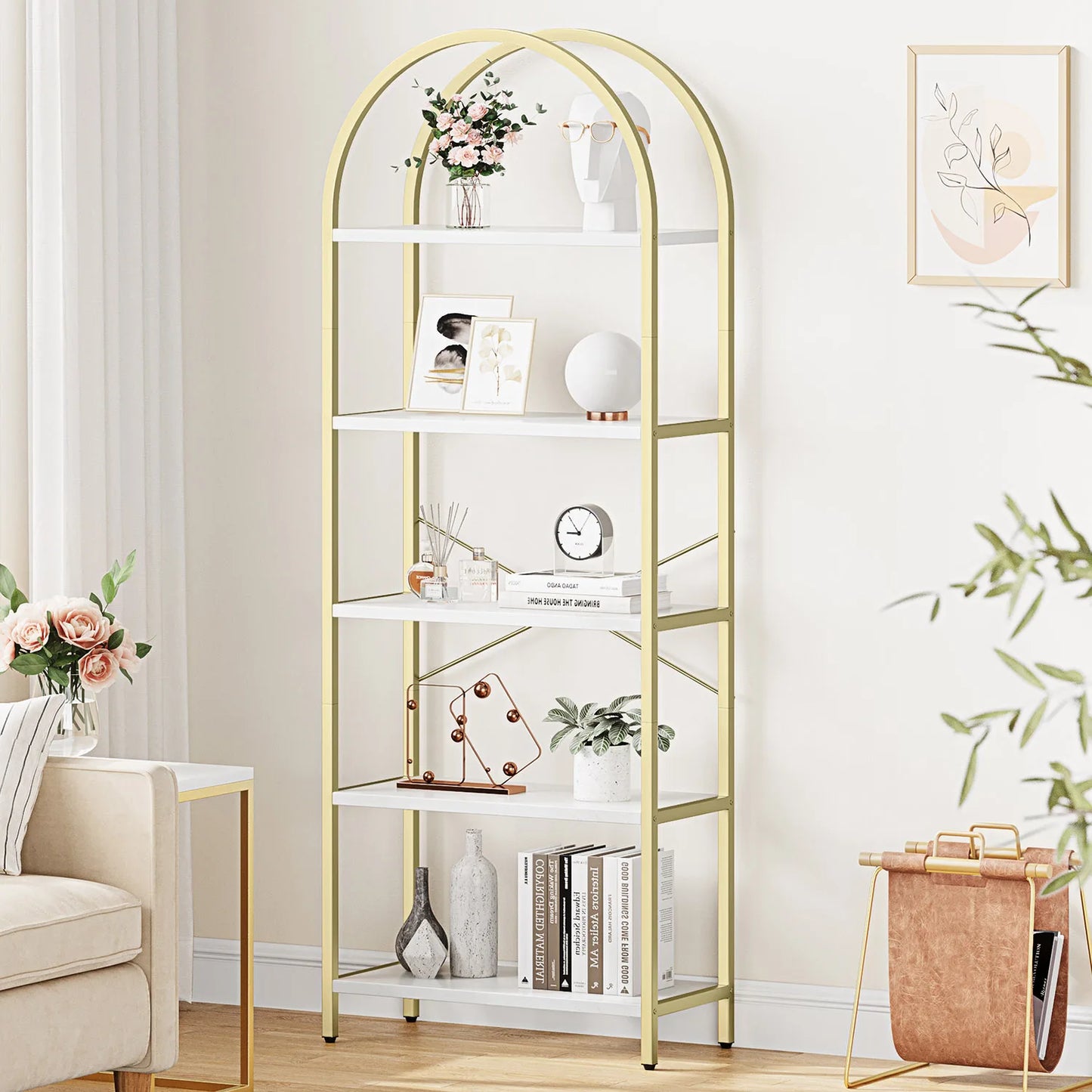TWISTER.CK 5-Tier Arched Bookshelf Industrial Open Display