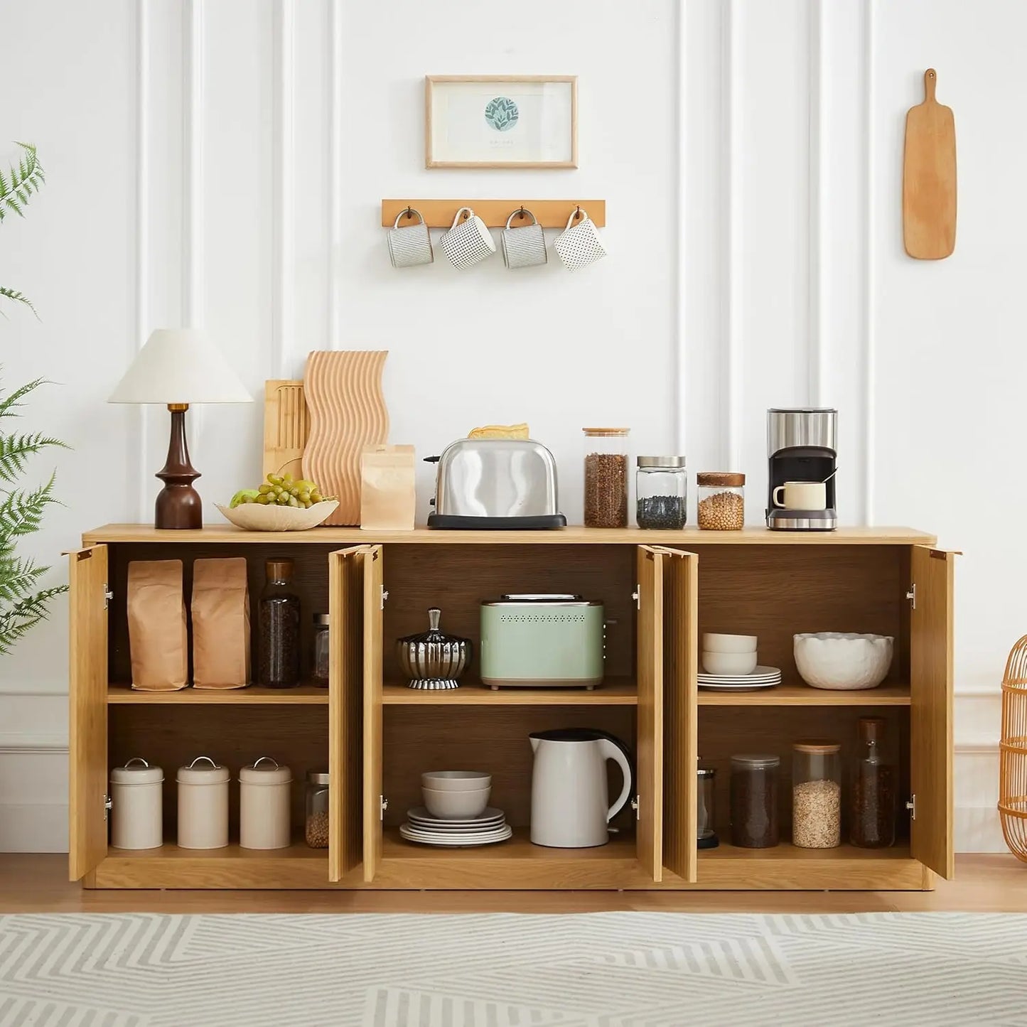 Modern TV Stand Console Cabinet With Doors And Entertainment Center