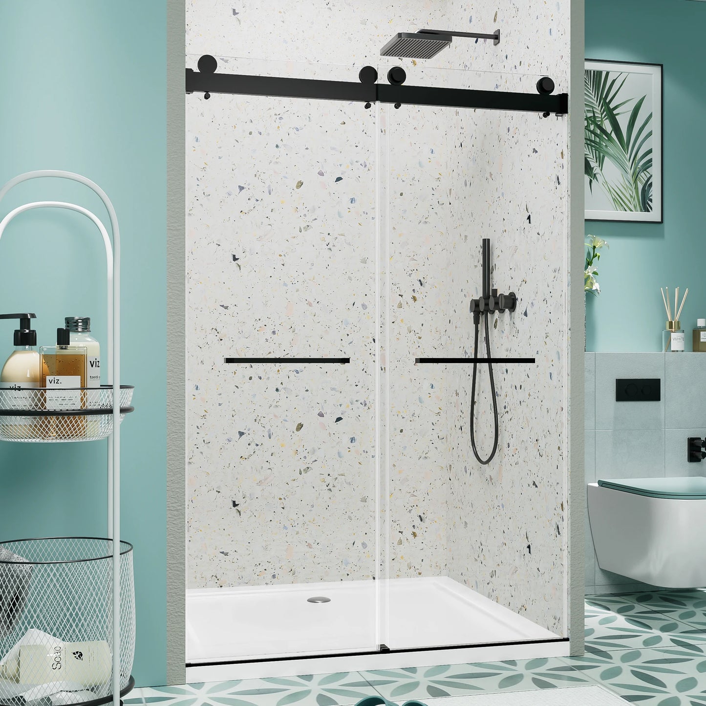 Sh.Kl Double Sliding Tempered Glass Shower Door For Bathrooms