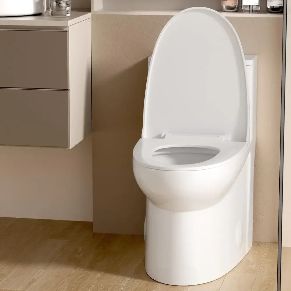 One Piece Toilet Elongated Bathroom Toilet Comfort Height Dual Flush 1.1 1.6 GPF 12 RoughIn Standard White Toilets Bowl White C