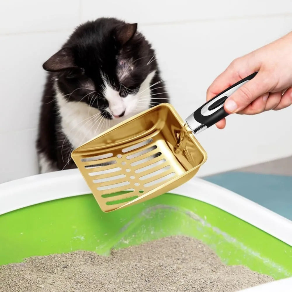 Stainless Steel Cat Litter Scoop - Metal Medium Cat Litter Scoop - Sturdy Mesh Scooper - Easy to Clean - Suitable for Cat Litter