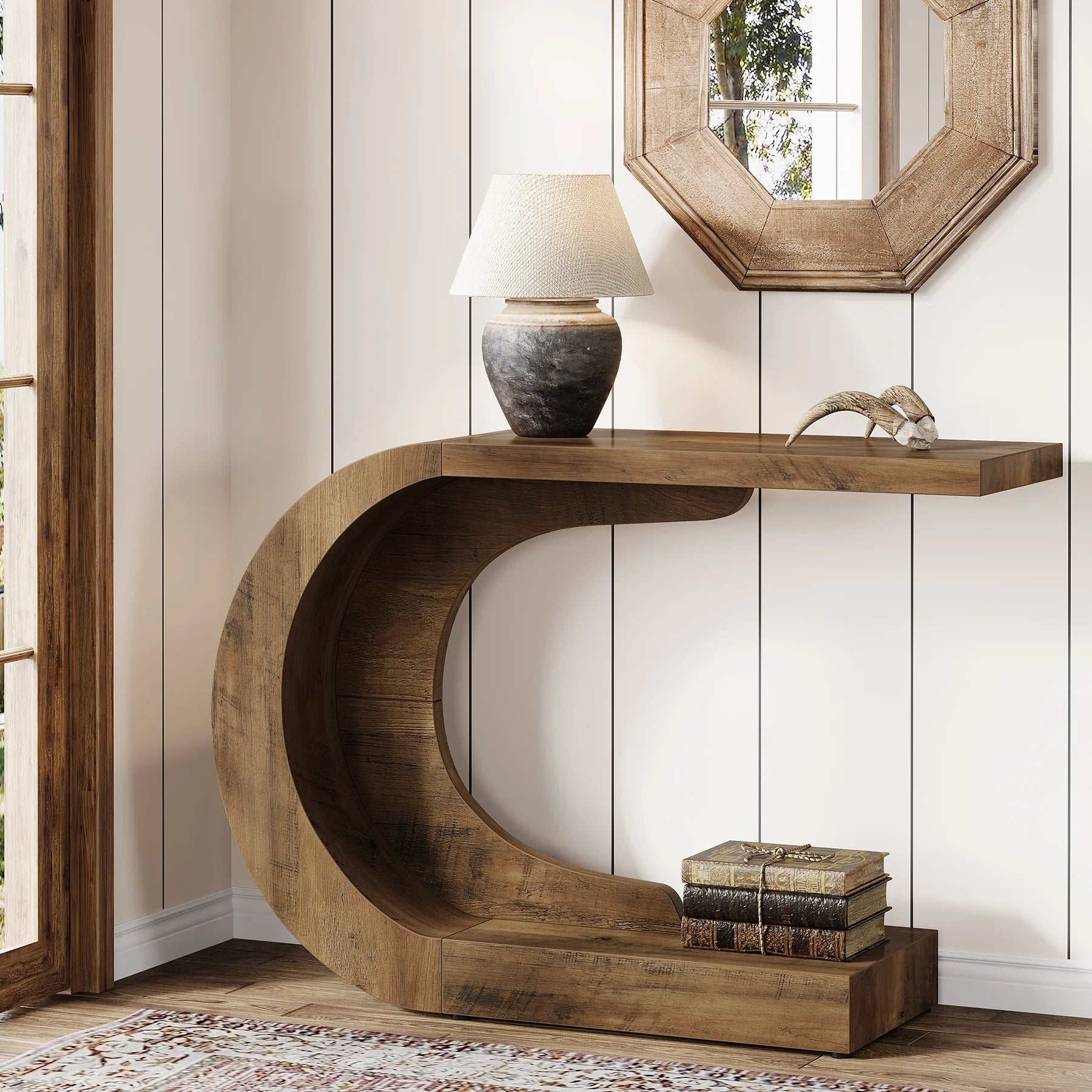 Tribesigns 43.3" Mid-Century Modern Console Table for Entryway, Wood C-Shaped Hallway Entry Accent Table for Living Room The Pet & Home Store