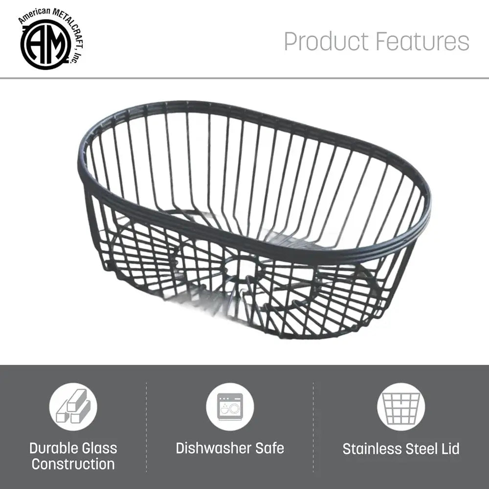Wire Basket Oval Black 9 L x 6 W x 2 3/4 H