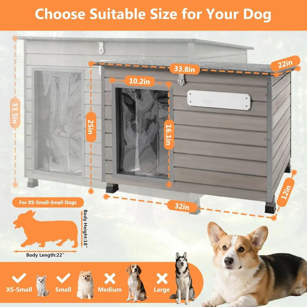 Dog House Outdoor & Indoor Anti-Chewing Iron e Dog Kennel Easy Clean and Assemble Openable Roo or Small to Medium Dog Breeds (32 The Pet & Home Store