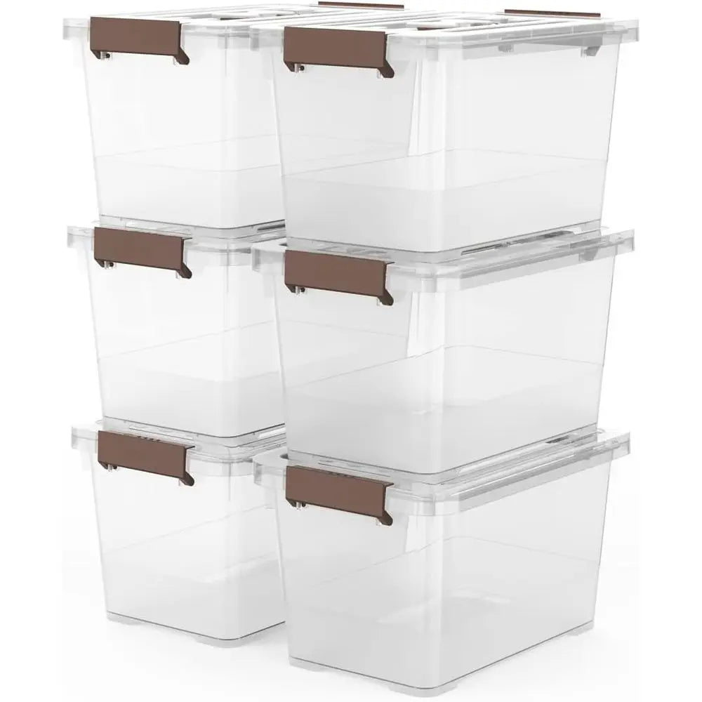 Plastic Stackable Storage Box With Handle And Lid Multi Pose