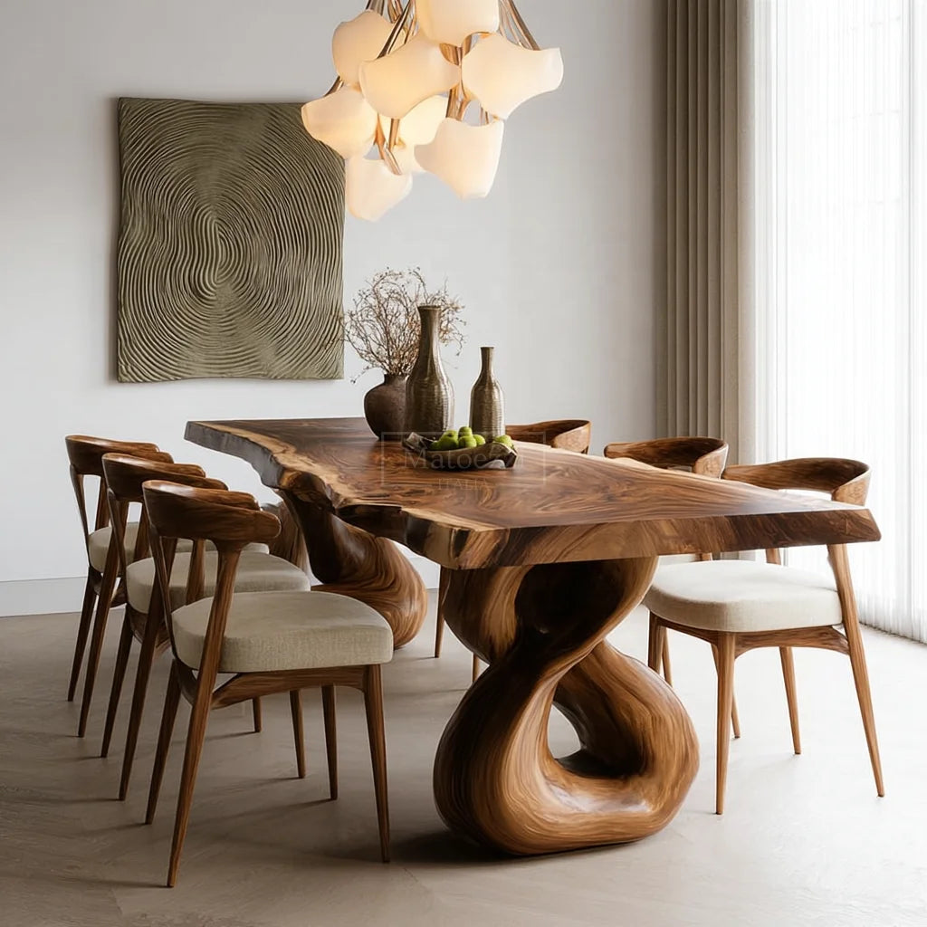 #Luxury Solid Wood Dining Table Set Modern Chairs Minimalist Home Furniture Villa Hotel Banquet Room Decor The Pet & Home Store