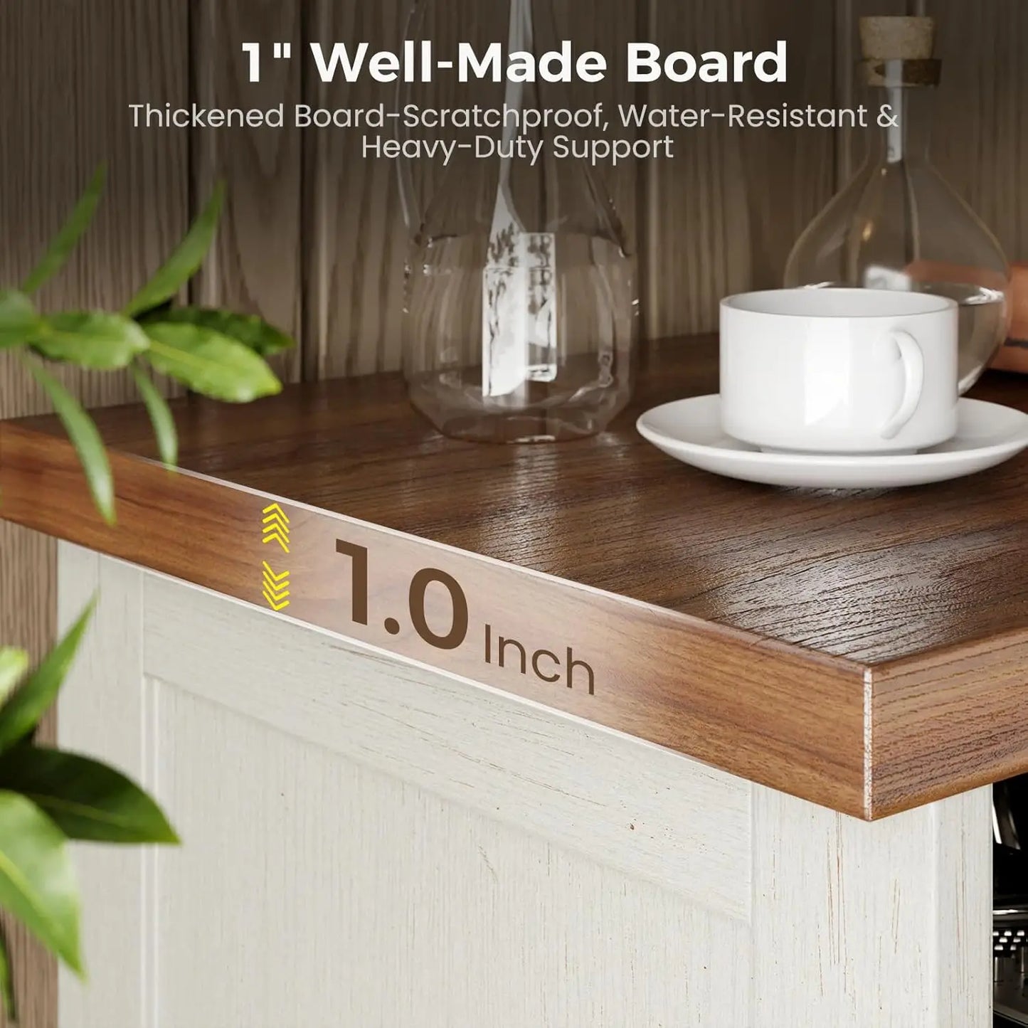 Farmhouse TV Stand with Power Outlet LED Light Storage Cabinets for Living Room Bedroom White, Customized