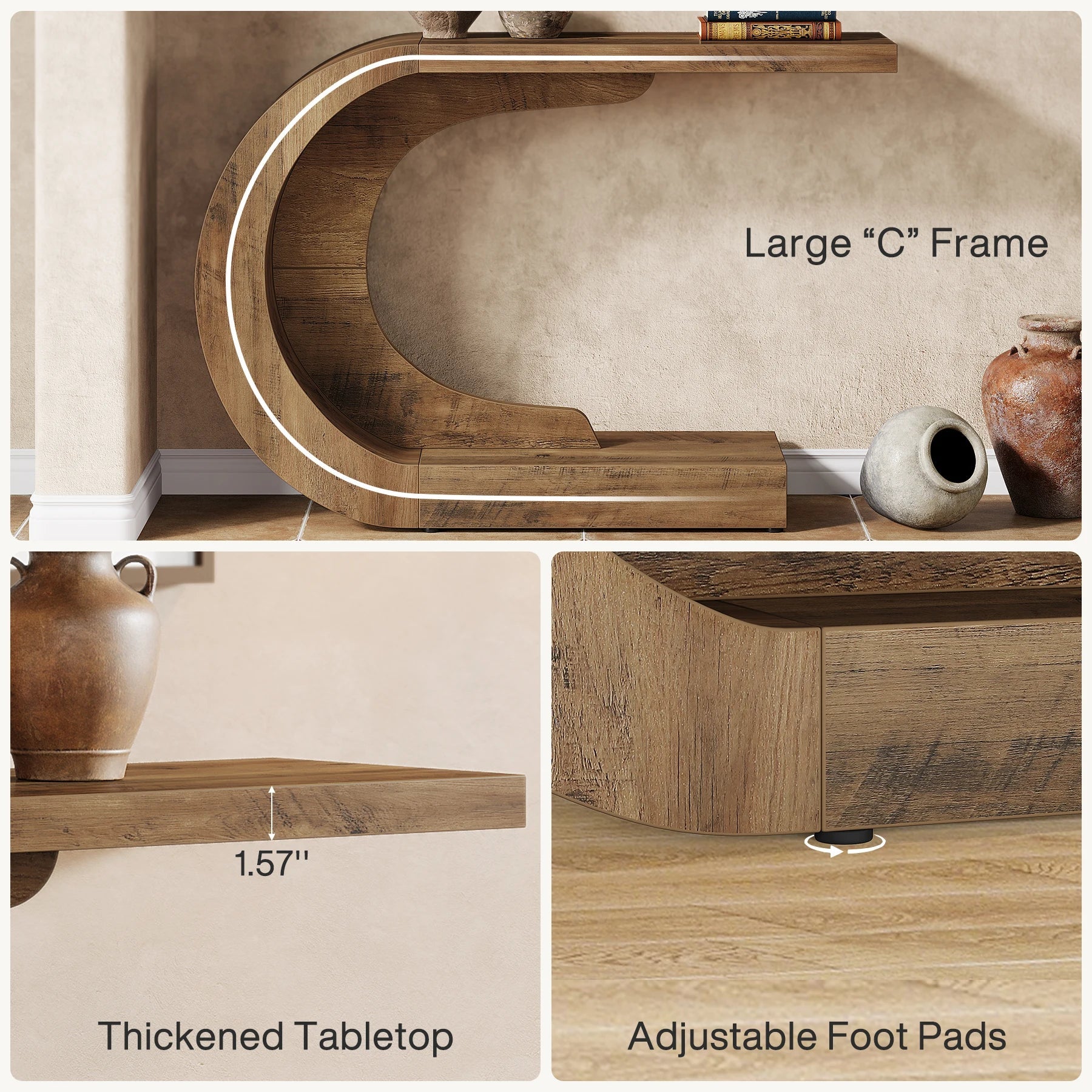 Tribesigns 43.3" Mid-Century Modern Console Table for Entryway, Wood C-Shaped Hallway Entry Accent Table for Living Room The Pet & Home Store