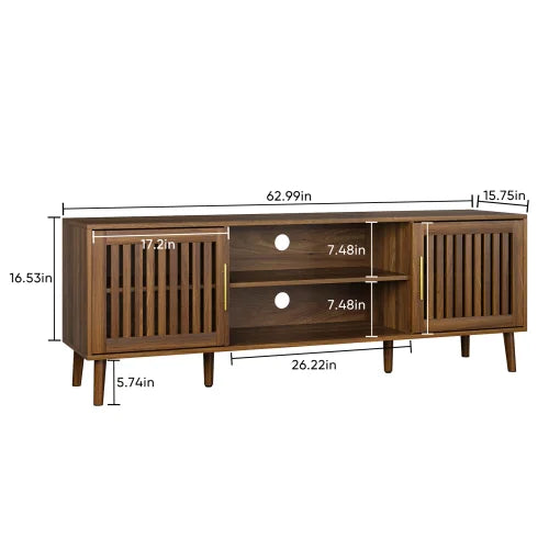 63 inch TV stand with 2 grille door cabinets and adjustable storage rack, suitable for  modern TV cabinets with 55/65/70 in The Pet & Home Store