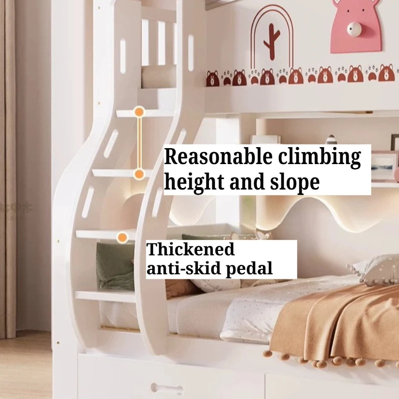 Multi-functional Wooden Bunk Bed For Kids Cabinet Double Bed Storage Drawers 2 People Decker Kids Bed Frame Bedroom Furniture